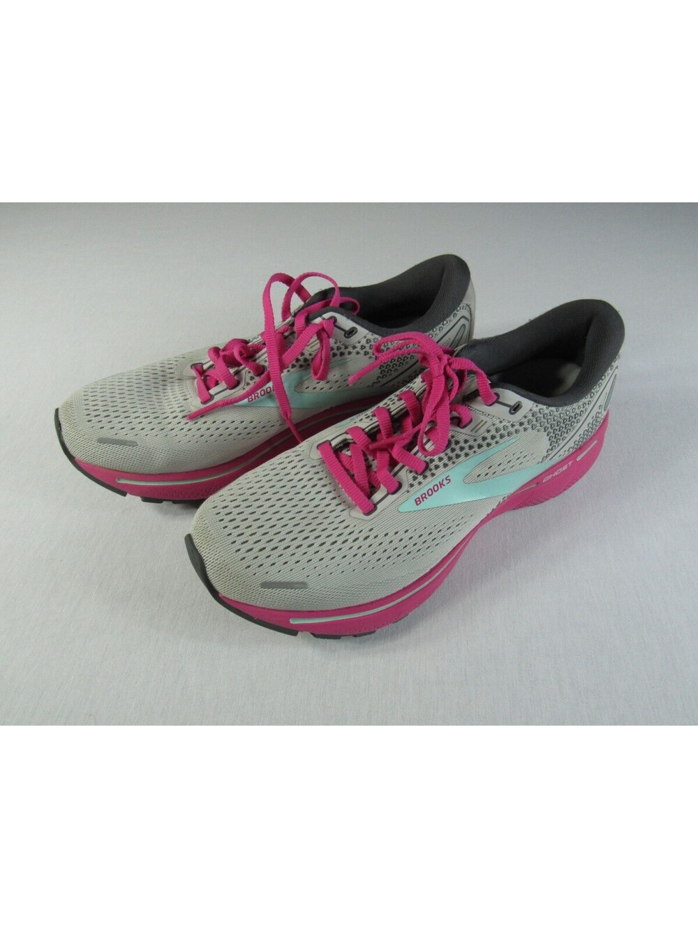 Brooks Ghost 14 Womens Size 10 B 1203561B024 Gray Pink Running Shoes Sneakers